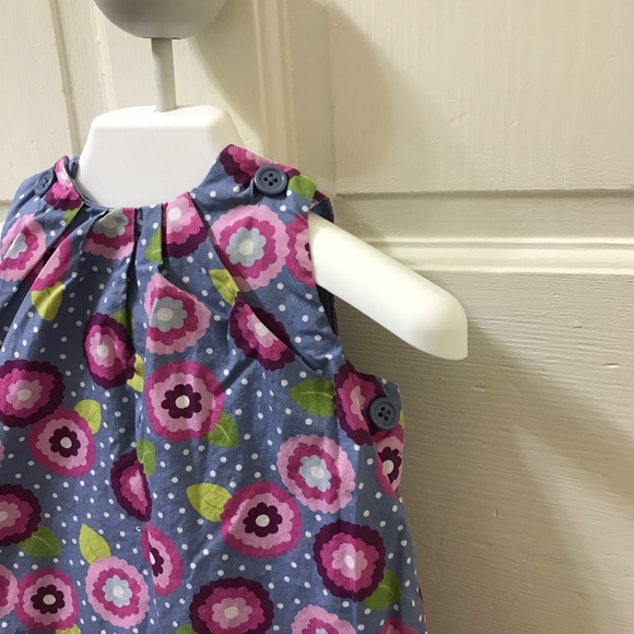 Gymboree Blue Polka-dot with Pink Flower Overalls - Picture 7 of 8